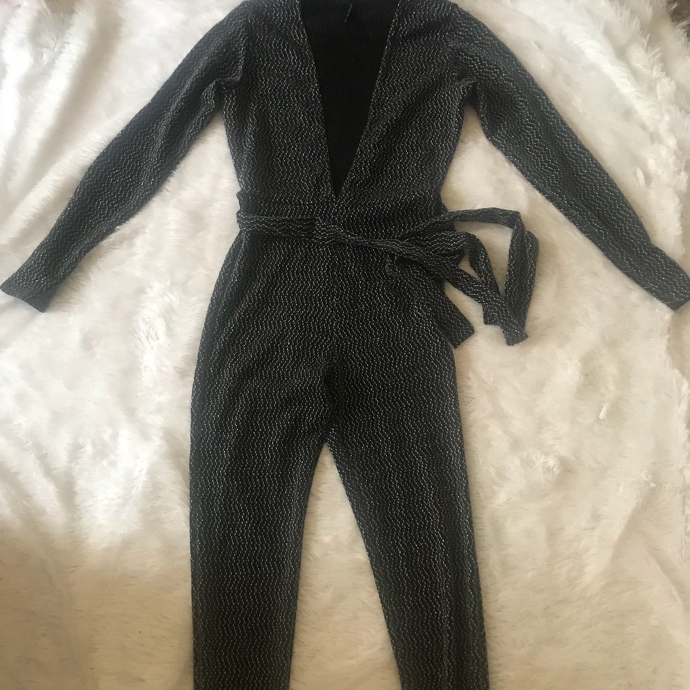 Black and Silver Long-sleeve Bodysuit